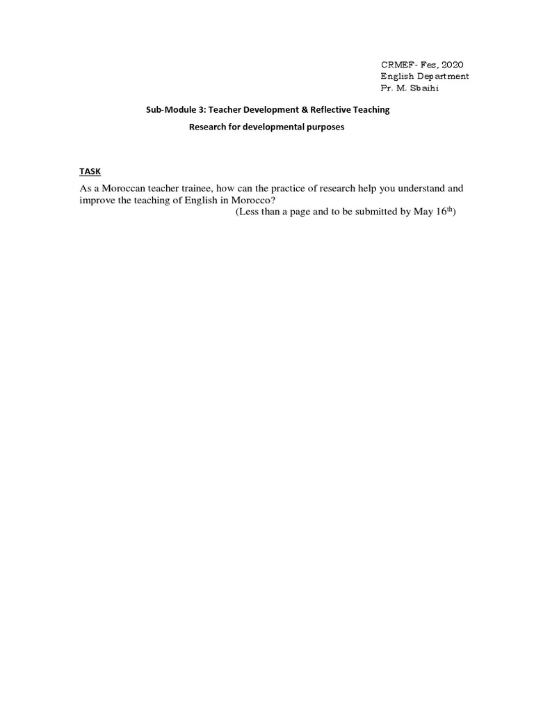 Research For Teacher Development-Task | PDF