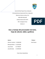 Uso y manejo de procesador de texto, hoja de cálculo y presentaciones