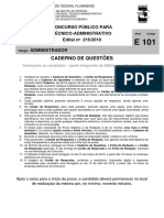 UFF Edital 216 2018 Prova Administrador