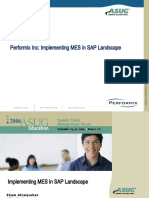 Performix Inc: Implementing MES in SAP Landscape