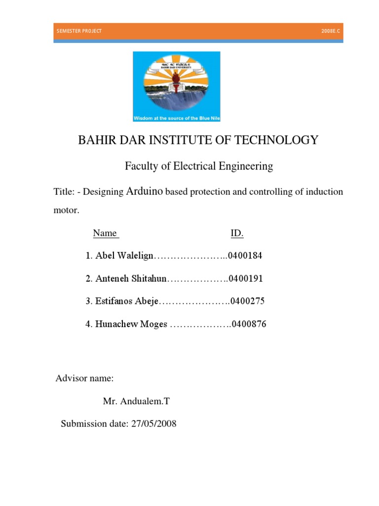 Bahir Dar Institute of Technology Faculty of Electrical Engineering
