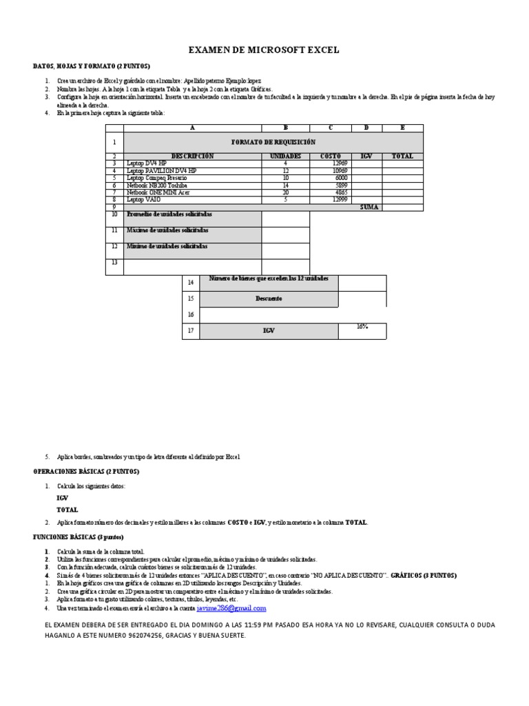 Examen de Excel | PDF | Microsoft Excel | Informática