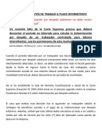 "Cálculo de Indemnización Por Despido Arbitrario No Debe Incluir Periodos de Inactividad".