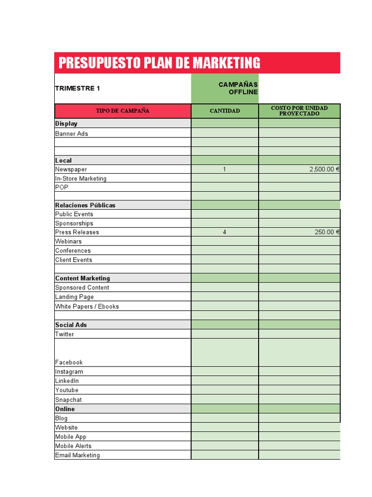 Plan de Marketing - Plantilla Inversión (Definitivo) | PDF ...
