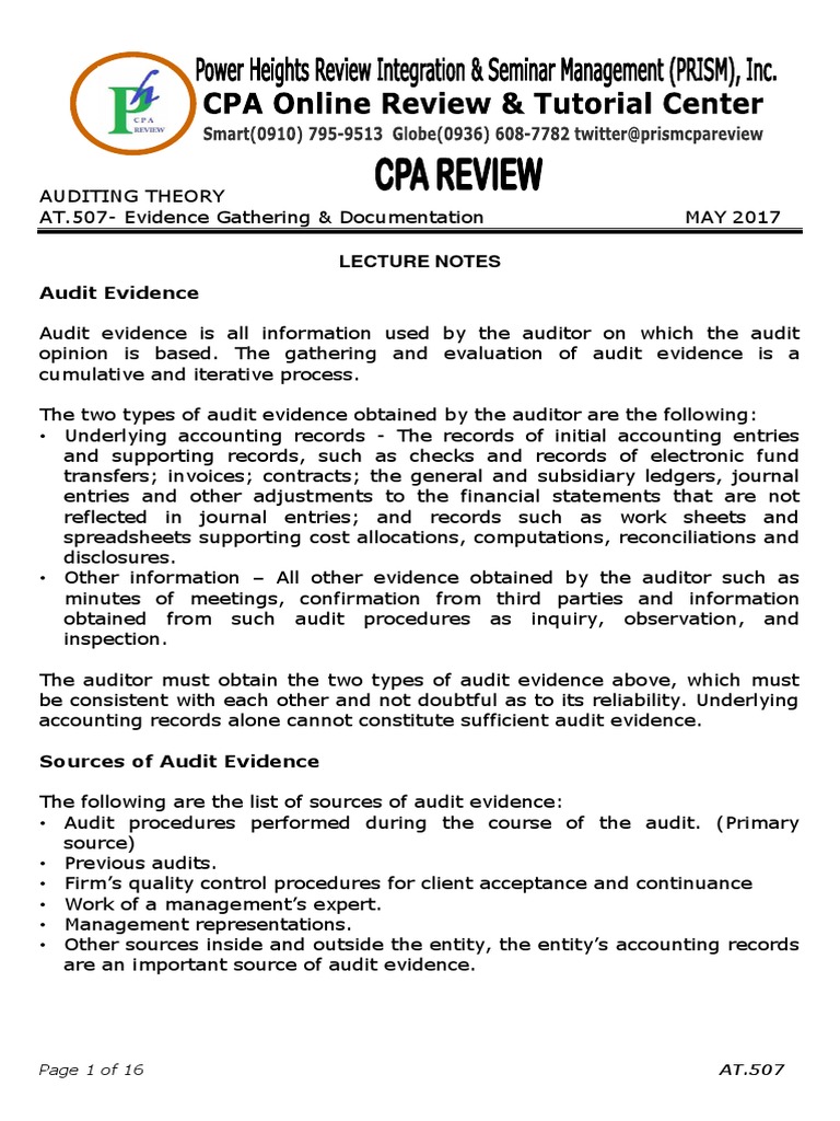 AT.507 - Evidence Gathering & Documentation - ER | PDF | Expert | Audit