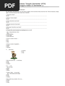 Soal B. Inggris Kelas 2 Semester 2