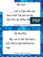 My Cat My Cat Is Sam. My Cat Has A Hat. He Sat On His Hat. He Ran After The Rat