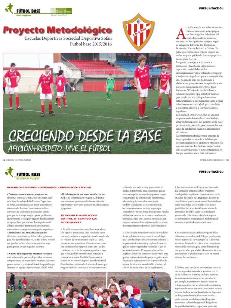 Proyecto Metodologico Escuelas Deportivas SD Sofan Futbol Base, PDF, Asociación de Futbol