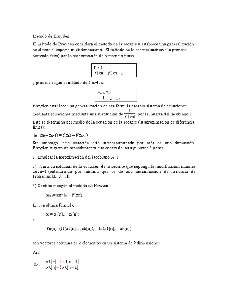 Método de Broyden en Multidimensionales | PDF