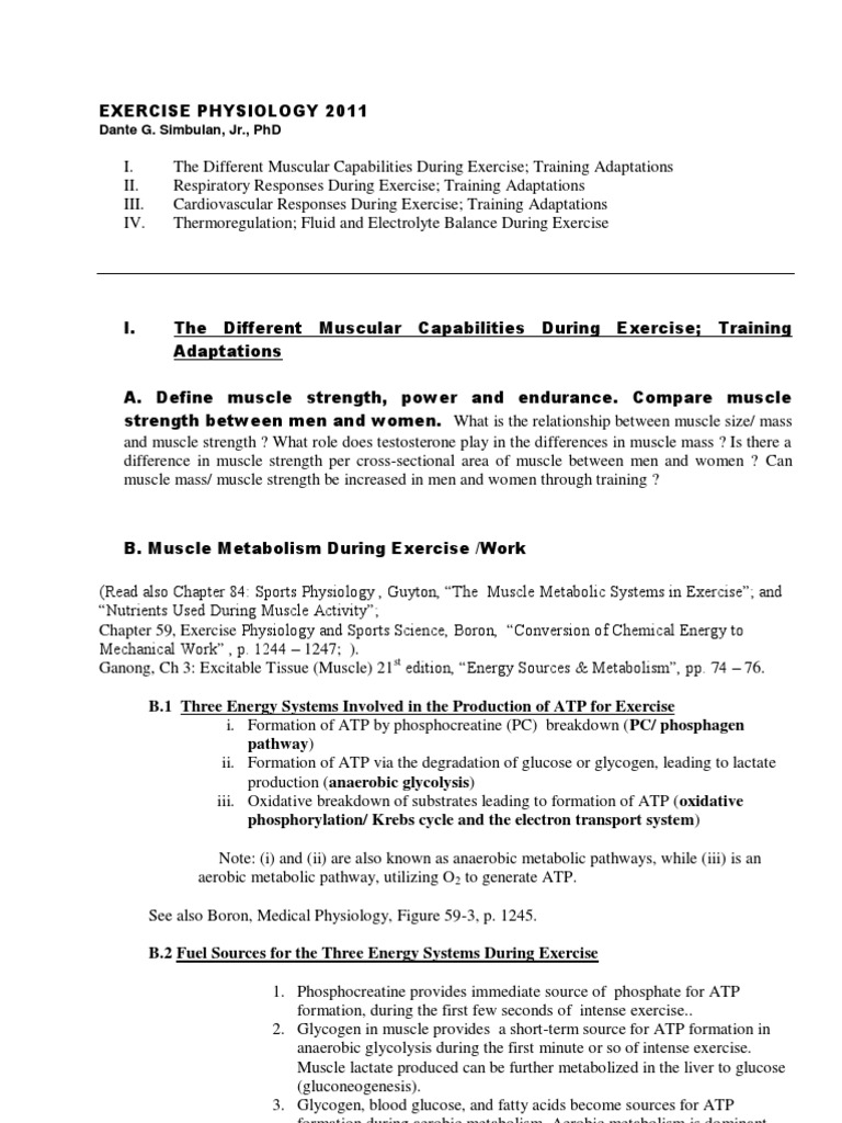 9 Exercise Physiology Handout 2011 | PDF | Breathing | Respiratory System