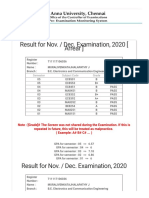 Result For Nov. / Dec. Examination, 2020 (Arrear)