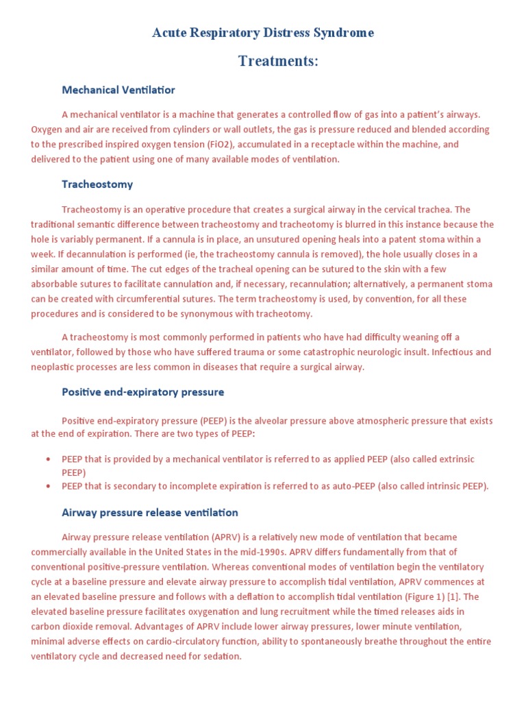 Acute Respiratory Distress Syndrome Treatments | PDF | Health Care ...