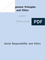 Management Principles and Ethics: DR Fatima Ashraf