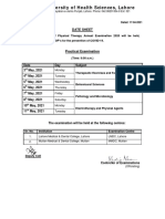 University of Health Sciences, Lahore: Date Sheet