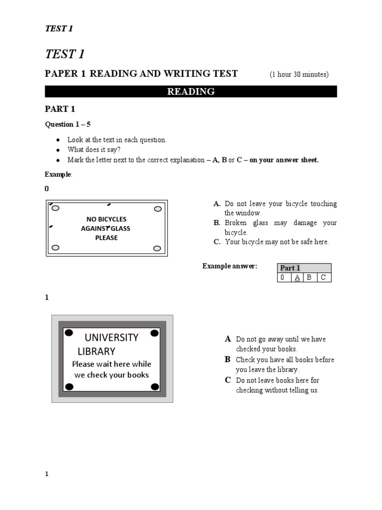 PET 4 Test 1 Answer Key | PDF | College | Camping