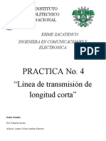Practica No. 4: "Línea de Transmisión de Longitud Corta"