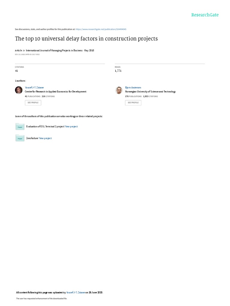 The Top 10 Universal Delay Factors In Construction Projects Pdf