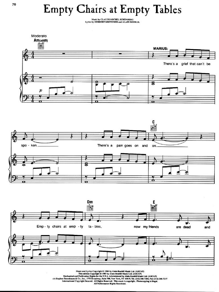 Les Miserables 14 Empty Chairs at Empty Tables PDF