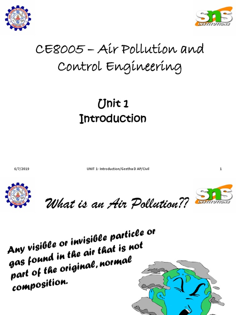 CE8005 - Air Pollution and Control Engineering: Unit 1 | PDF | Science ...