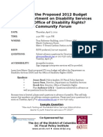 Community Forum: DDS & ODR FY12 Budget Outlook