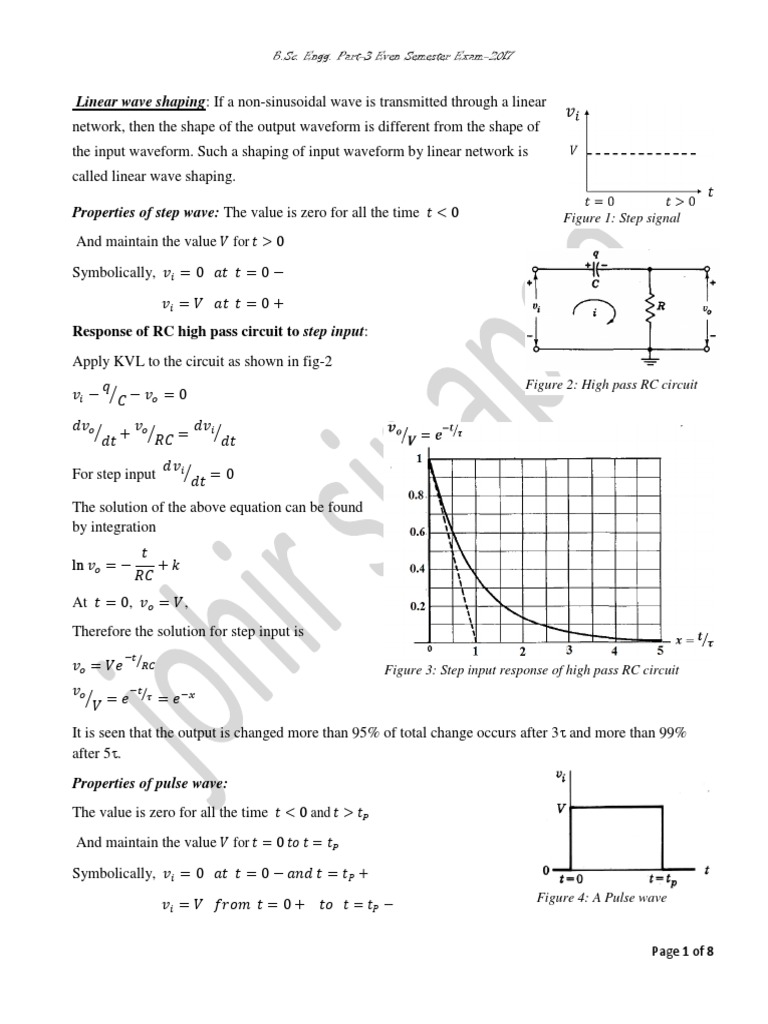 Linear Wave Shaping and Pulse Transformer PDF Low Pass Filter