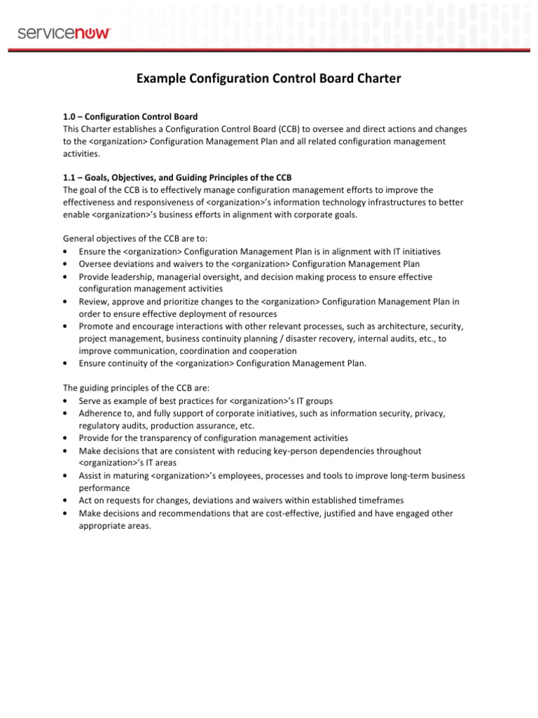 Example configuration control board charter pdf agenda meeting