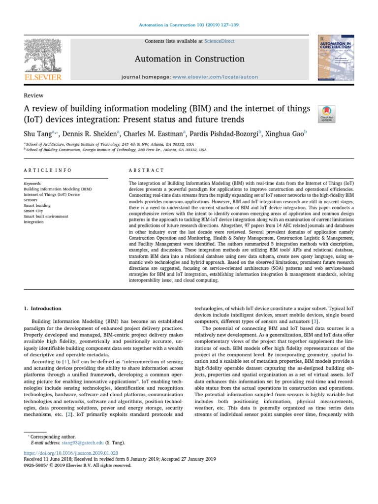 A Review of Building Information Modeling (BIM) and The Internet of ...