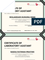 Certificate of Laboratory Asistant: Wulandari Kusuma Dewi