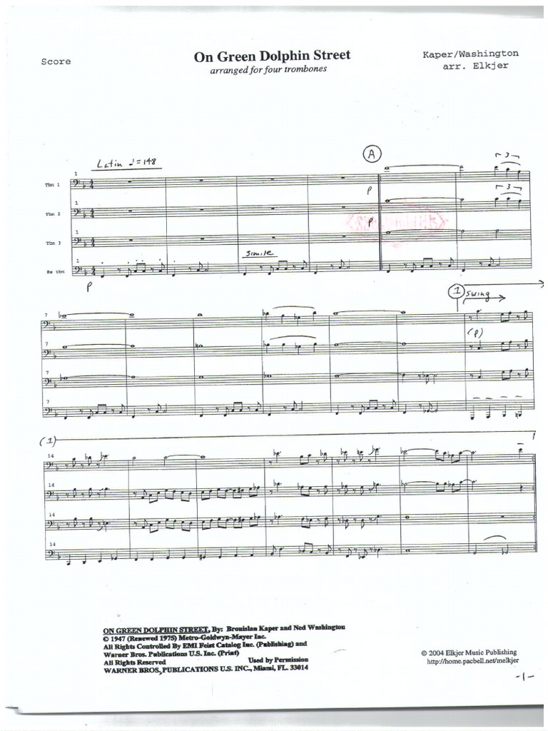 Jazz Trombone Quartets | PDF