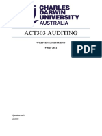 ACT 303 Auditing and Assurance Services in Australia Assignment