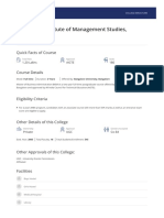 Bangalore Institute of Management Studies, Bangalore: Quick Facts of Course