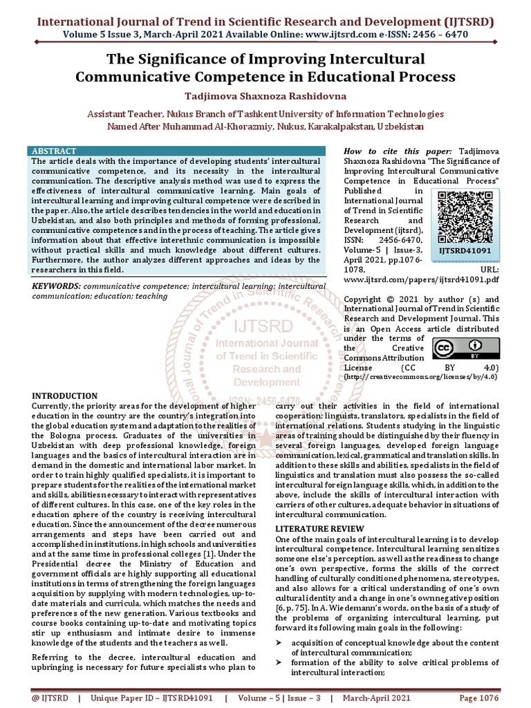 The Significance of Improving Intercultural Communicative Competence in ...