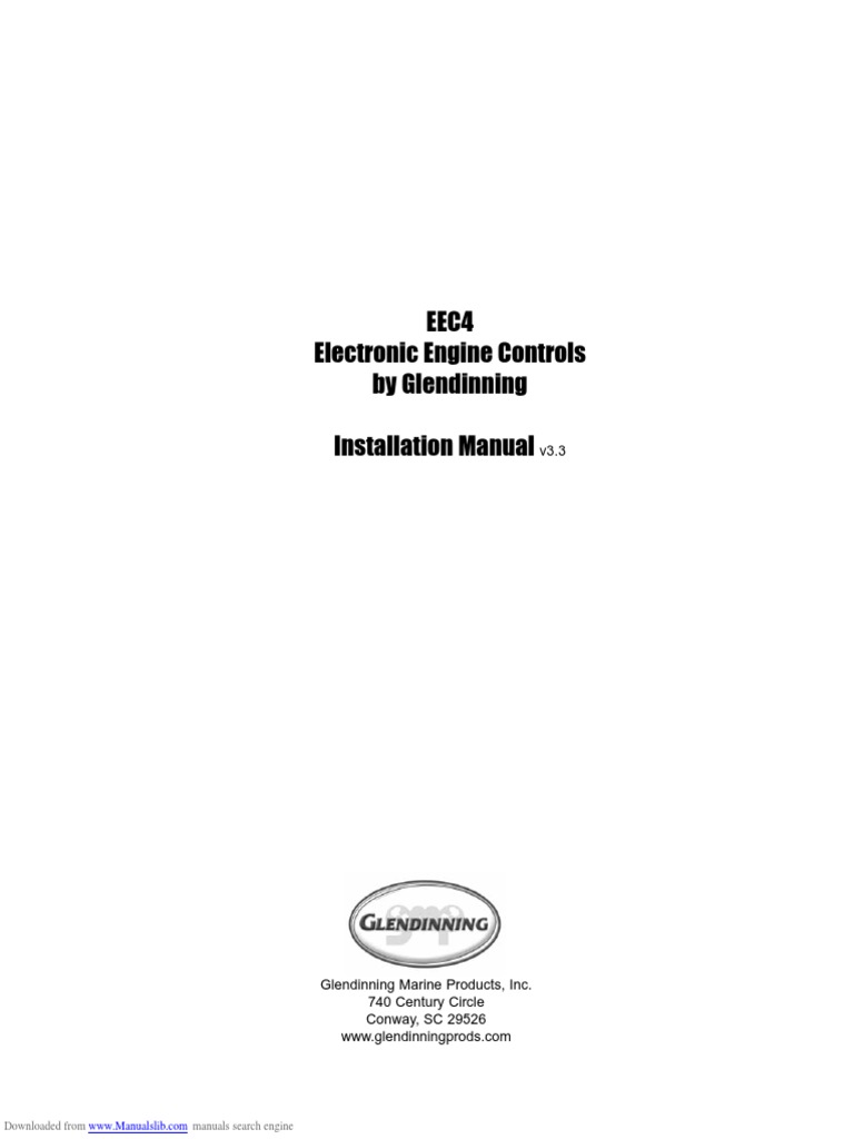 Eec4 Electronic Engine Controls by Glendinning Installation Manual