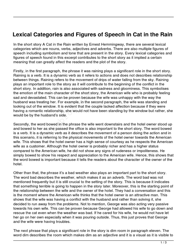 Lexical Categories and Figures of Speech in Cat in The Rain PDF