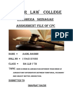 Kashmir Law College: Nowshera Srinagar Assignment File of CPC