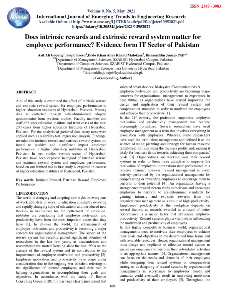 Impact of Rewards on Employee Performance | PDF | Motivation | Motivational
