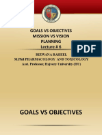 Goals Vs Objectives Mission Vs Vision Planning Lecture # 6