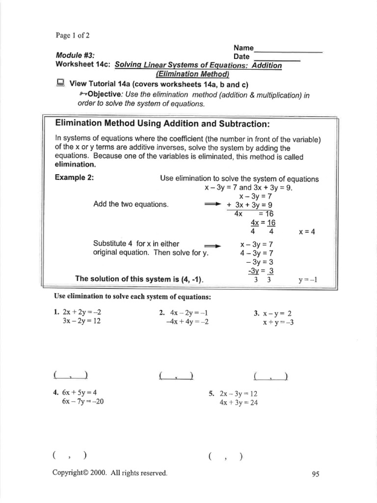 22 22  PDF Throughout Solving Systems By Elimination Worksheet
