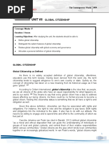 Unit Vii: Global Citizenship