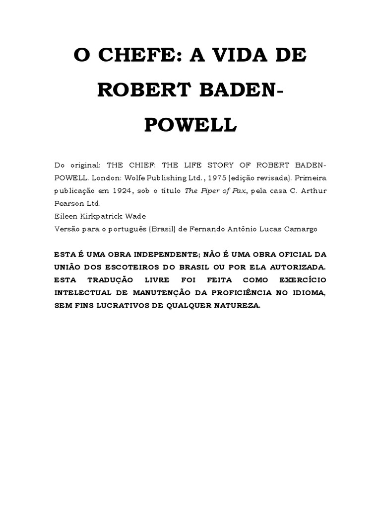 O Chefe - A Vida de Robert Baden-Powell, PDF, Canto
