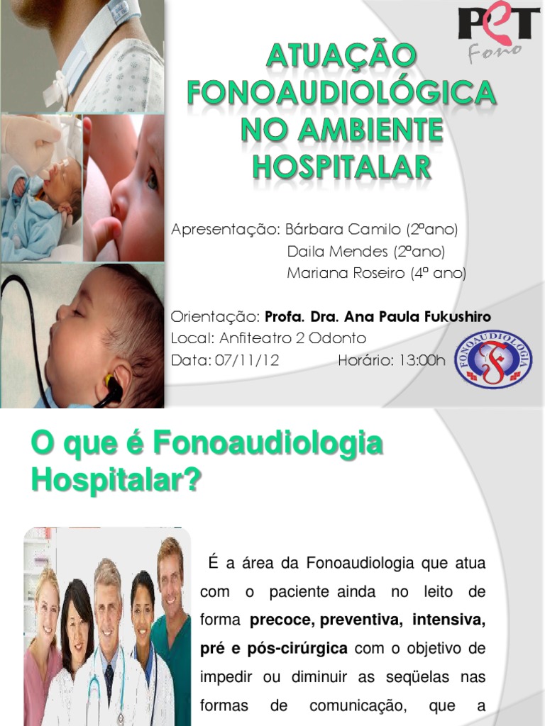 Atuação Fonoaudiológica Hospitalar | PDF | Patologia da fala ...