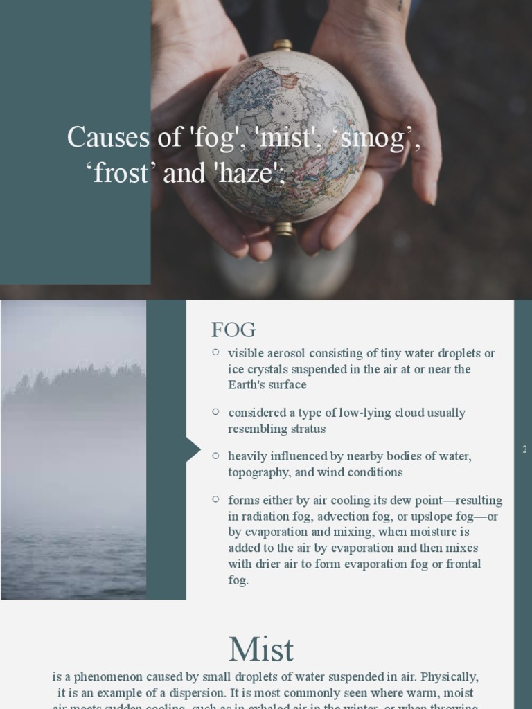 Causes of 'Fog', 'Mist', Smog', Frost' and 'Haze' | PDF | Fog | Smog