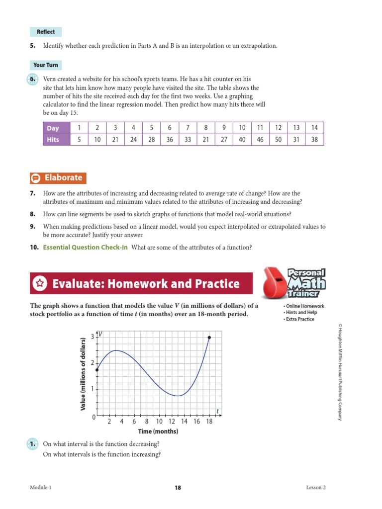 Evaluate Homework and Practice Elaborate PDF Function