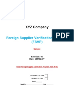 XYZ Company: Foreign Supplier Verification Program (FSVP)