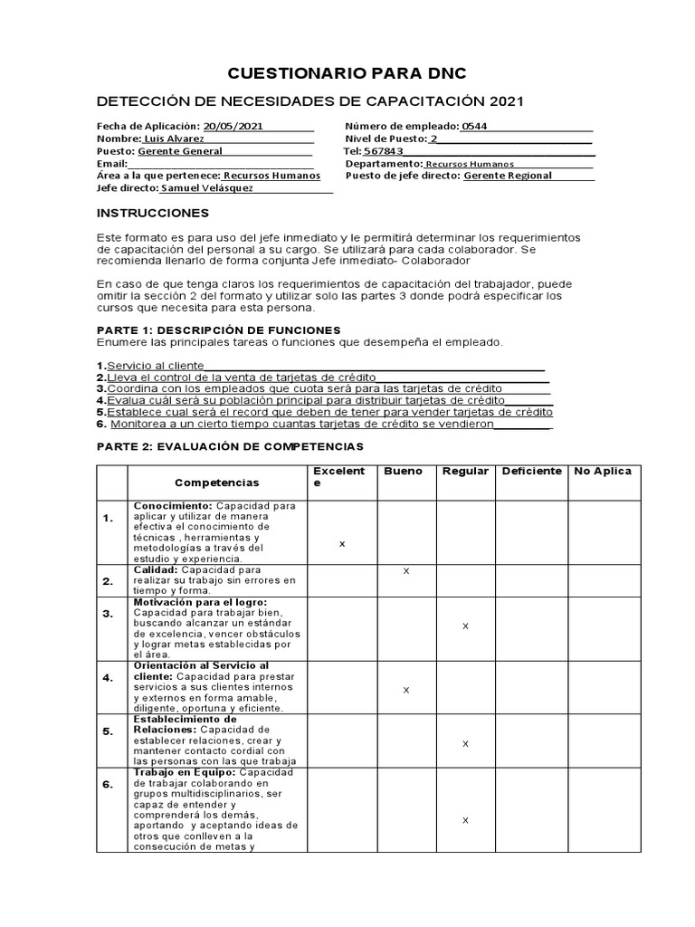 Formato DNC Recursos Humanos 2021 | PDF | Gestión de recursos humanos ...