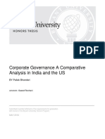 Corporate Governance A Comparative Analysis in India and The US