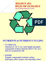 BIOLOGY 403: Principles of Ecology: (Nutrients & Biogeochemical Cycles)