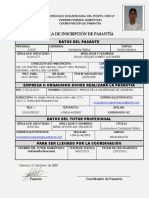 Planilla de Inscripción de Pasantía de Robert Navas