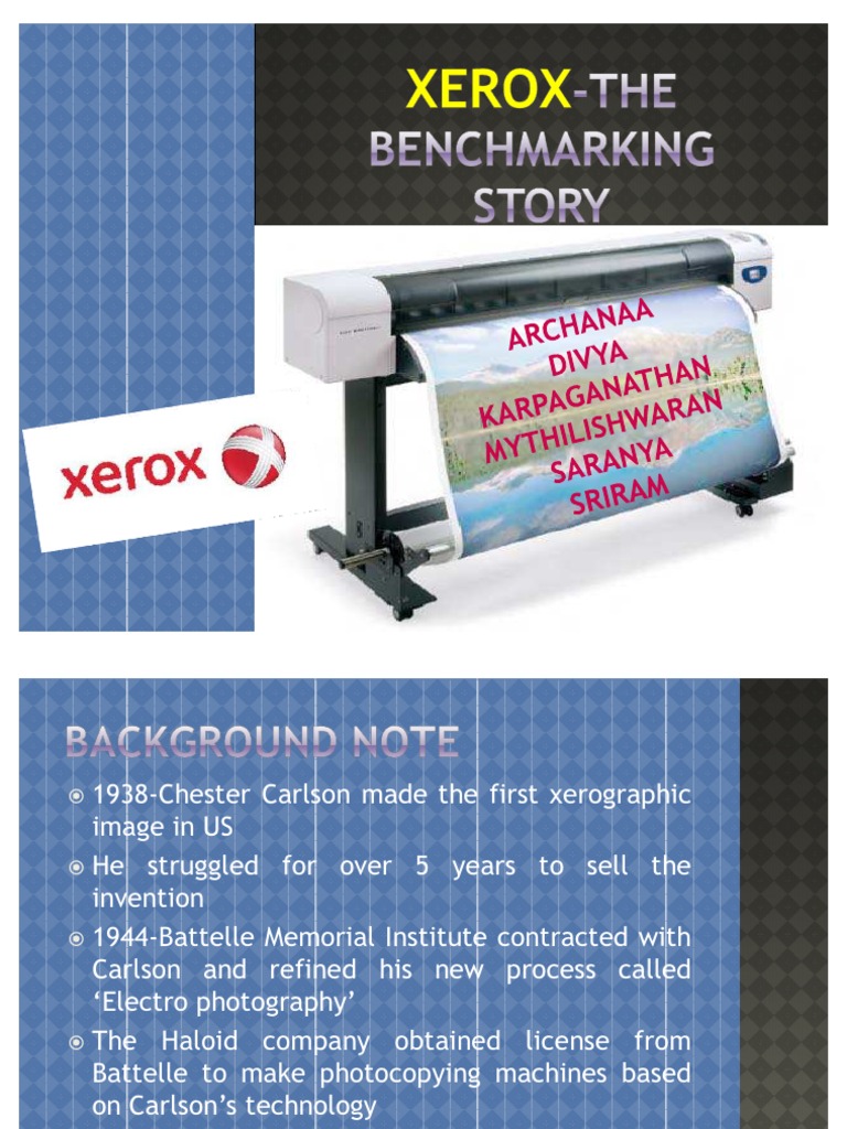 XEROXTHE Benchmarking Story PDF Benchmarking Business
