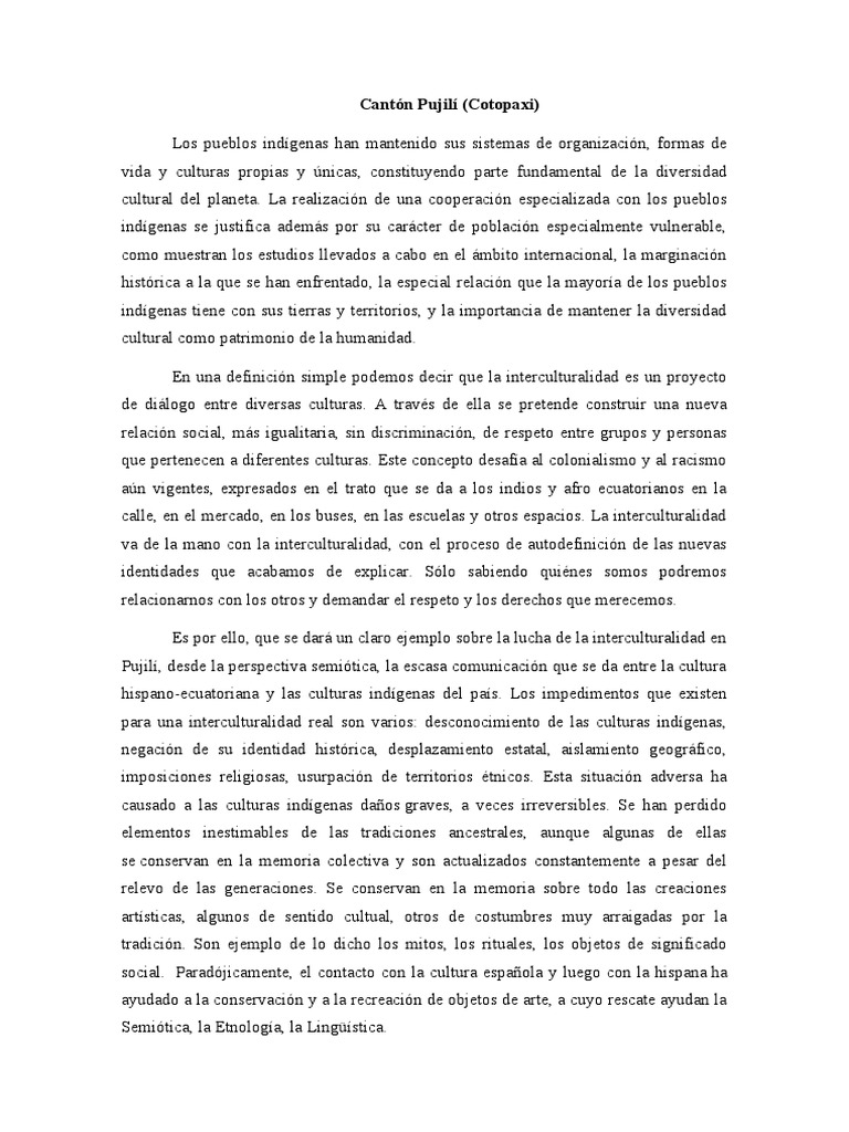 Cantón Pujilí PDF Interculturalidad Imperio Inca
